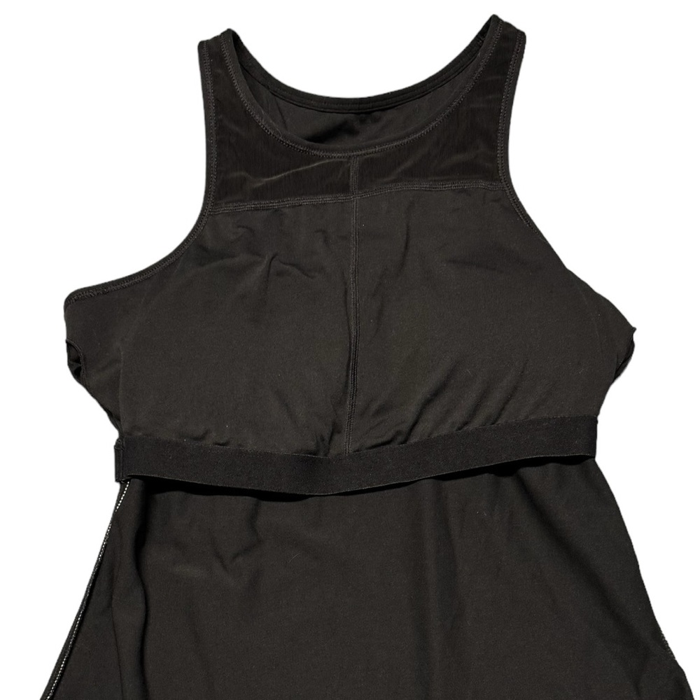 Fabletics Racerback Tank Top Black White Side Stripe Sz M Built in Bra Athletic - Picture 4 of 10
